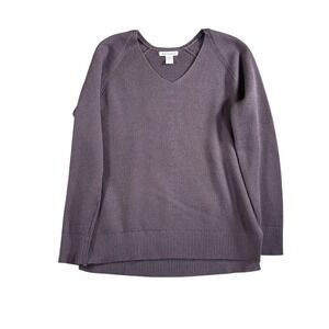 Athleta Women's Purple Long Sleeve Hanover V-Neck Wool Blend Sweater Size Small